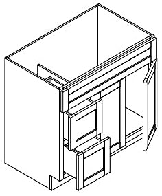 Smoky Grey Vanity Sink Base With Doors on the Right 36"x34.5"x21"