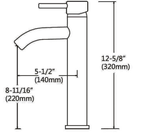 Ratel Single Handle Bathroom Vessel faucet  5 1/2" x 12 5/8" Brushed Nickel