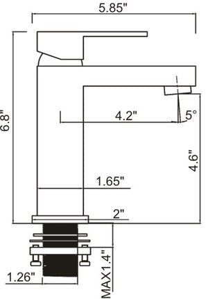 Ratel Single Handle Bathroom faucet  5 4/5" x 6 4/5" Matt Black