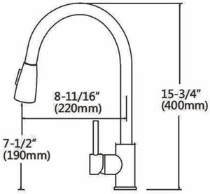 Ratel Pull Down kitchen Faucets 8 11/16" x 15 3/4" Matt Black