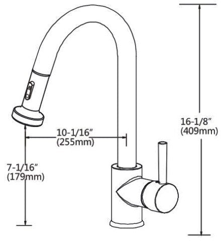 Ratel Pull Down kitchen Faucets 10 1/16" x 16 1/8" Brushed nickel