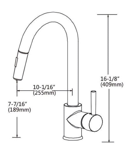 Ratel Pull Down kitchen Faucets 10 1/16" x 16 1/8" Brushed nickel