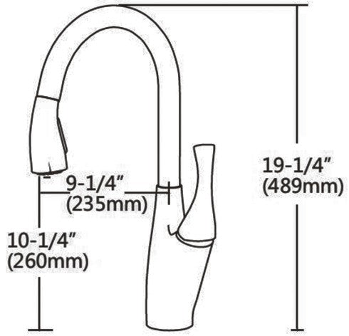 Ratel Pull Down kitchen Faucets 9 1/4" x 19 1/4" Brush nickel