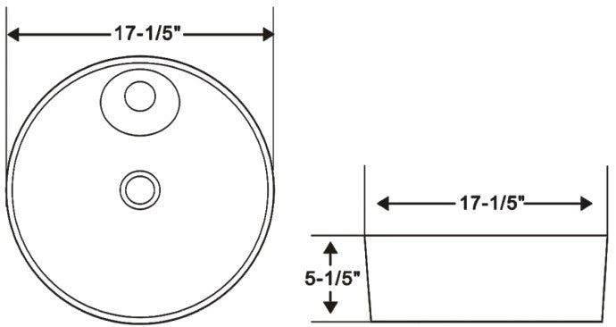 Ceramic round vessel  sink 17 1/5"D x 5 1/5"H