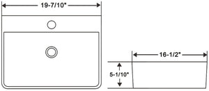 Ceramic rectangular vessel  sink 19 7/10"W x 5 1/10"H x 16 1/2"D