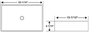 Ceramic rectangular vessel  sink 20 1/10"W x 5 1/10"H x 15 7/10"D