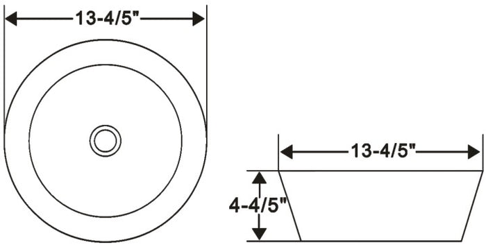 Ceramic round vessel  sink 13 4/5"D x 4 4/5"H