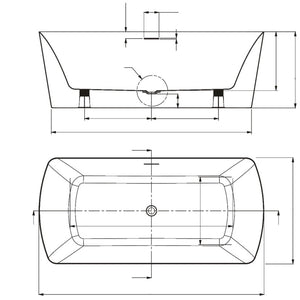 Free Standing Acrylic Bathtub 71"X33.5"X23"