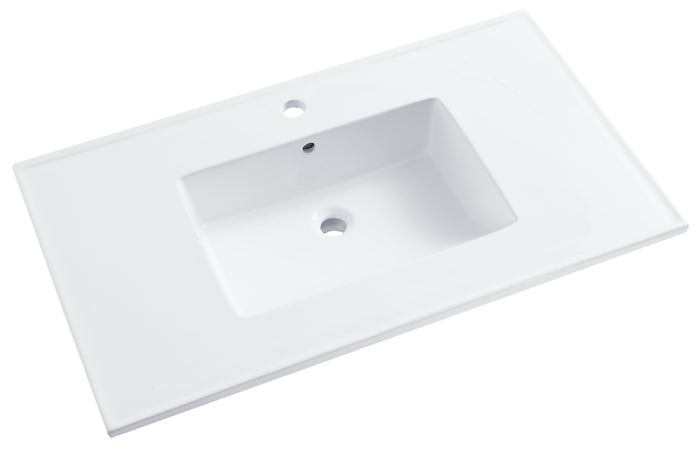 Ceramic Single Integrated Sink and Vanity Top 37 1/4"x7 1/4"x22 1/4"