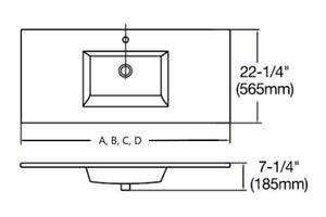 Ceramic Single Integrated Sink and Vanity Top 37 1/4"x7 1/4"x22 1/4"