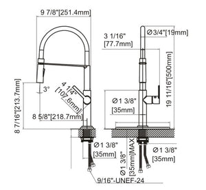 Ratel Pull Out kitchen Faucet 9 7/8" x 19 11/16" Brushed nickel