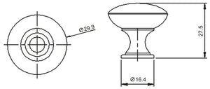 ZAMAK KNOB 1 1/4"L_1 1/8"H BRUSHED NICKEL