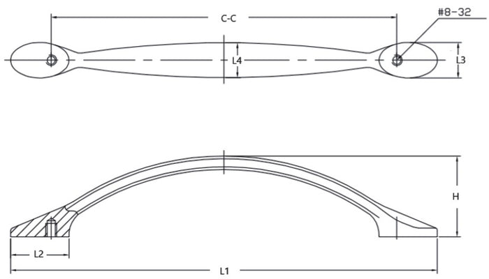 ZAMAK HANDLE 6 1/4"L_1 3/8"H Brushed Bronze