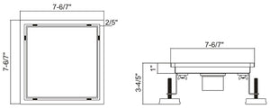 Tile-insert square shower drain 7 6/7"W x 7 6/7"D x 3 4/5"H Brush nickel