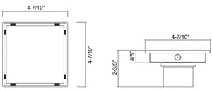 Square Shower Drain 4 7/10"W x 4 7/10"D x 2 3/5"H Brush nickel