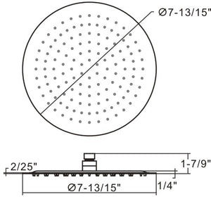 Round rain shower head 11 4/5" x1 7/9"D Chrome