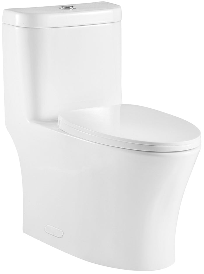 One Piece Oval Toilet with Soft Closing Seat and Dual Flush Height 29 7/10"