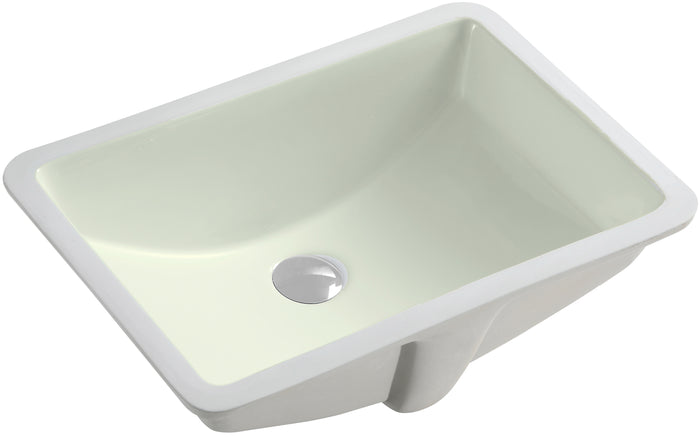 Ceramic square Ivory undermount sink 20 7/8"L x 14 3/4"W x 8 3/8"H