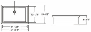 Ceramic square undermount sink 21 3/4"L x 15 1/2"W x 6 3/4"H