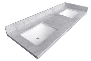 Double Sinks Carrara Marble Vanity Top 61.5"x 22.5"x1.5"